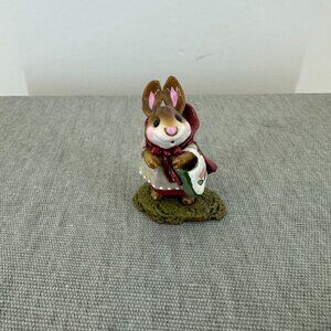 Wee Forest Folk Windy Day Bunny B-13 Figurine 1992 Maroon Cloak Annette Petersen
